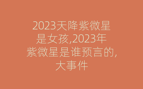 2023天降紫微星是女孩,2023年紫微星是谁预言的,大事件