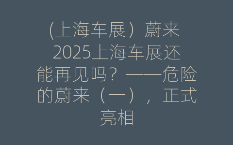 (上海车展）蔚来 2025上海车展还能再见吗？——危险的蔚来（一），正式亮相