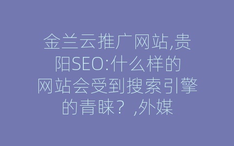 金兰云推广网站,贵阳SEO:什么样的网站会受到搜索引擎的青睐？,外媒