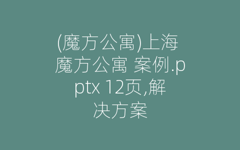 (魔方公寓)上海 魔方公寓 案例.pptx 12页,解决方案