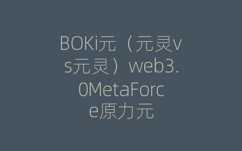 BOKi元（元灵vs元灵）web3.0MetaForce原力元