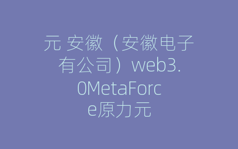 元 安徽（安徽电子有公司）web3.0MetaForce原力元