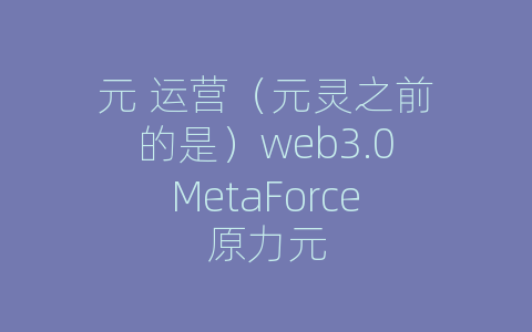 元 运营（元灵之前的是）web3.0MetaForce原力元