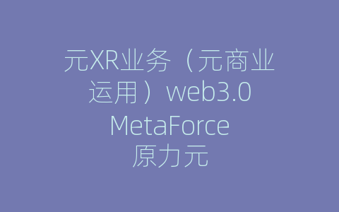 元XR业务（元商业运用）web3.0MetaForce原力元