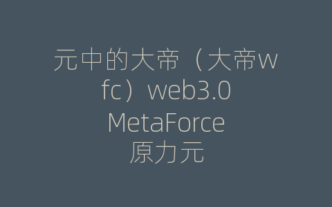 元中的大帝（大帝wfc）web3.0MetaForce原力元