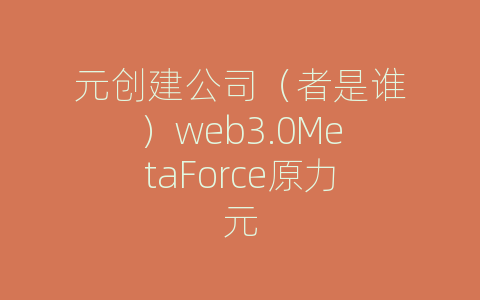 元创建公司（者是谁）web3.0MetaForce原力元
