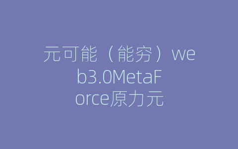 元可能（能穷）web3.0MetaForce原力元