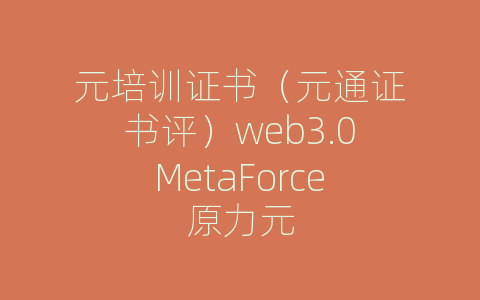 元培训证书（元通证书评）web3.0MetaForce原力元