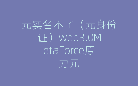 元实名不了（元身份证）web3.0MetaForce原力元