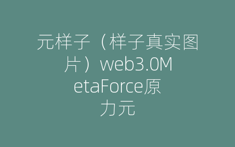 元样子（样子真实图片）web3.0MetaForce原力元