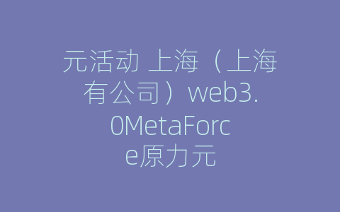 元活动 上海（上海有公司）web3.0MetaForce原力元