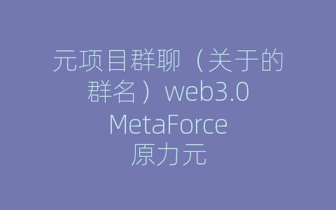 元项目群聊（关于的群名）web3.0MetaForce原力元
