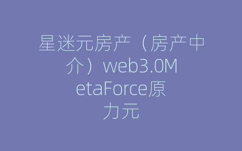 星迷元房产（房产中介）web3.0MetaForce原力元